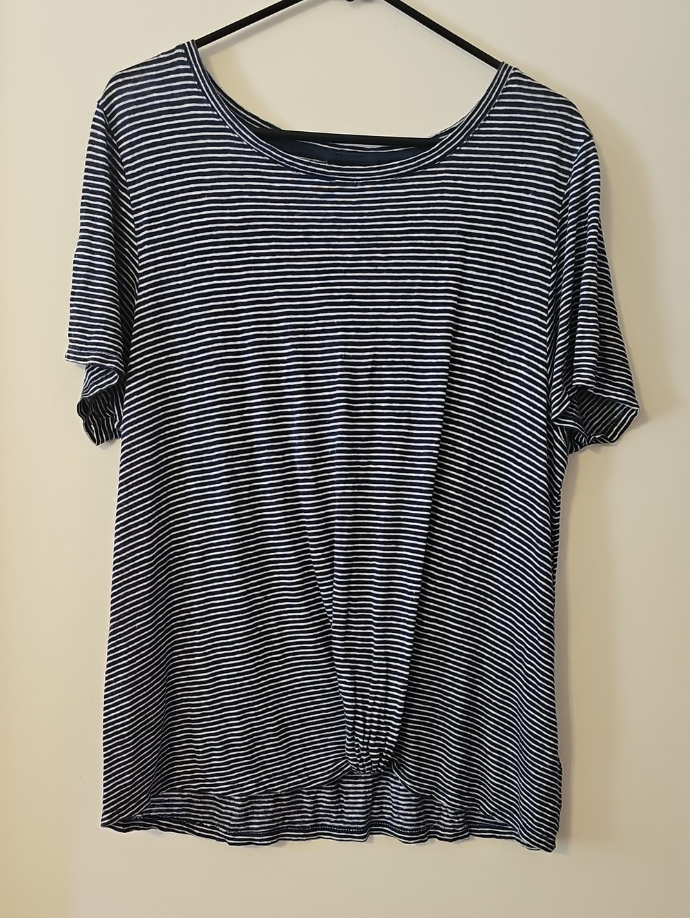 Tahari 100% Linen Top Blue/White Size XL